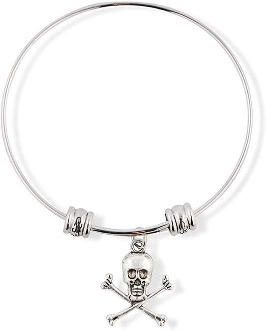 Skull and Bones Fancy Charm Bangle