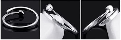 Emerald Park Jewelry Heart Love Wedding Band Silver Plated Adjustable Ring