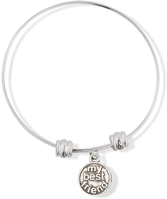 My Best Friend on Round Charm Fancy Charm Bangle