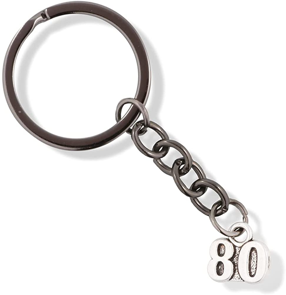Number Eighty 80 Charm Keychain