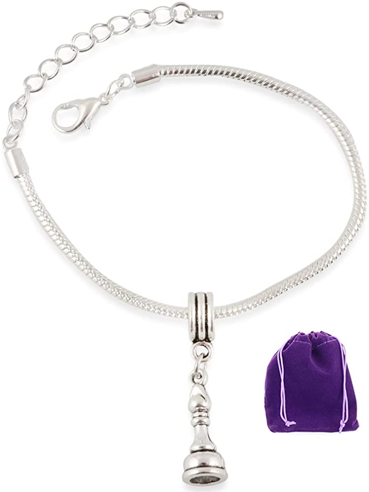 Bishop Bracelet | Chess Piece Stainless Steel Snake Chain Charm Bracelet