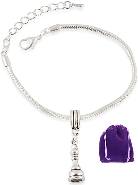 Bishop Bracelet | Chess Piece Stainless Steel Snake Chain Charm Bracelet