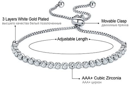 Tennis Bracelet Adjustable White