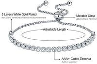 Tennis Bracelet Adjustable White