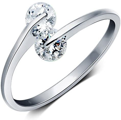 Emerald Park Jewelry Cubic Zircon Party Adjustable Wedding Band Silver Plated Ring