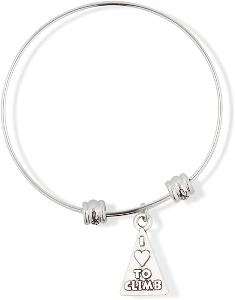 I Love to Climb on Triangle Charm Fancy Charm Bangle