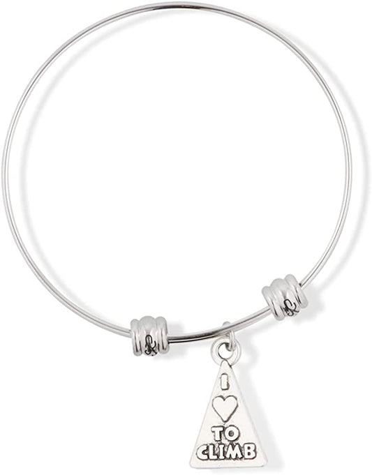 I Love to Climb on Triangle Charm Fancy Charm Bangle