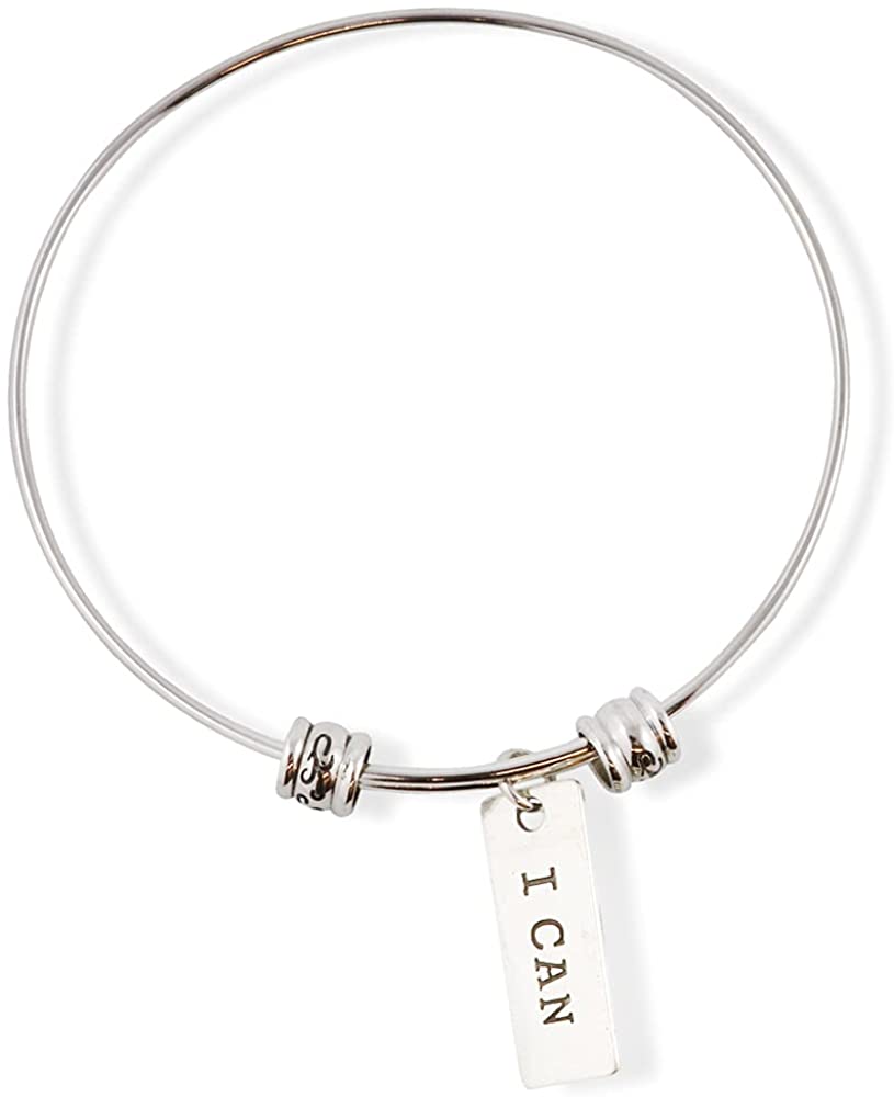 Emerald Park Jewelry I Can Bracelet | Inspirational Saying Fancy Charm Bangle