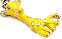 Giraffe Yellow with Green Eyes on Brass Round Necklace