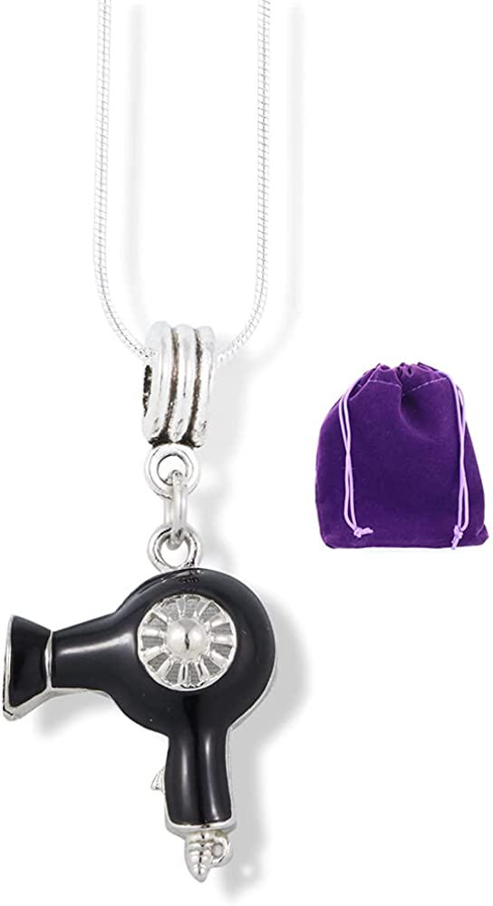 Emerald Park Jewelry Hair Dryer Drier Charm Snake Chain Necklace