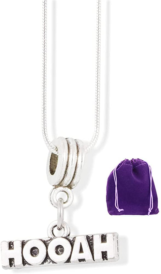 Hooah Text Charm Snake Chain Necklace