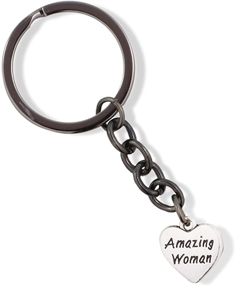 EPJ Amazing Woman Text on a Heart Charm Keychain