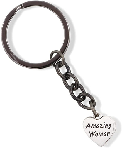 EPJ Amazing Woman Text on a Heart Charm Keychain
