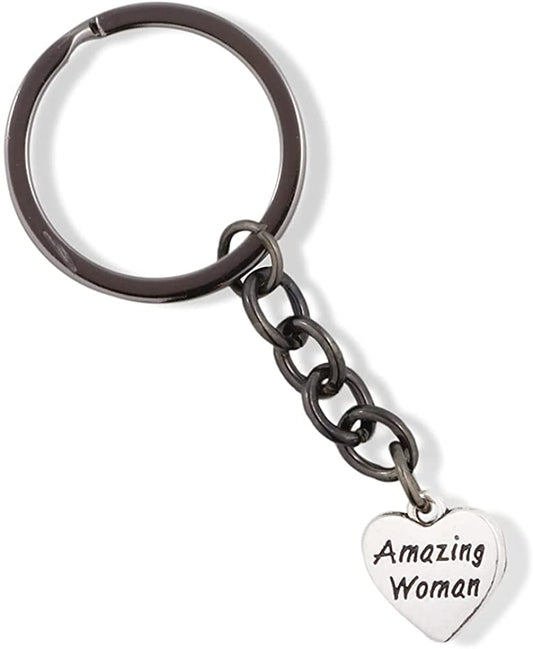 EPJ Amazing Woman Text on a Heart Charm Keychain