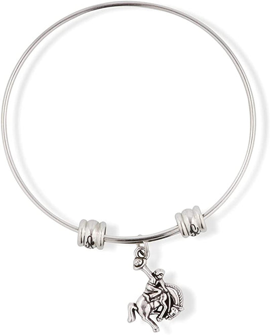 Bucking Bronco Rodeo Cowboy Fancy Charm Bangle