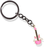 EPJ Guitar Pink with White Angel Wings Charm Keychain