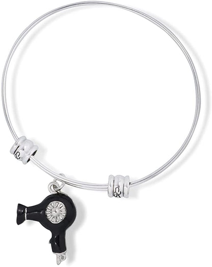 Blow Dryer Hair Stylist Fancy Charm Bangle