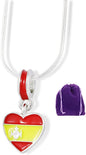 Spanish Necklace | Flag on a Heart Charm Snake Chain Pendant