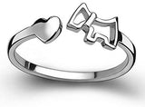 Emerald Park Jewelry Dog Heart Silver Plated Wedding Engagement Ring