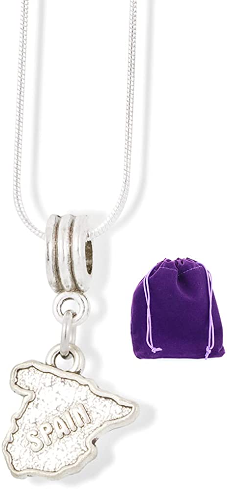 EPJ Spain Country Map Charm Snake Chain Necklace