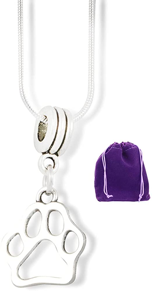 Dog Paw Print Charm Snake Chain Necklace