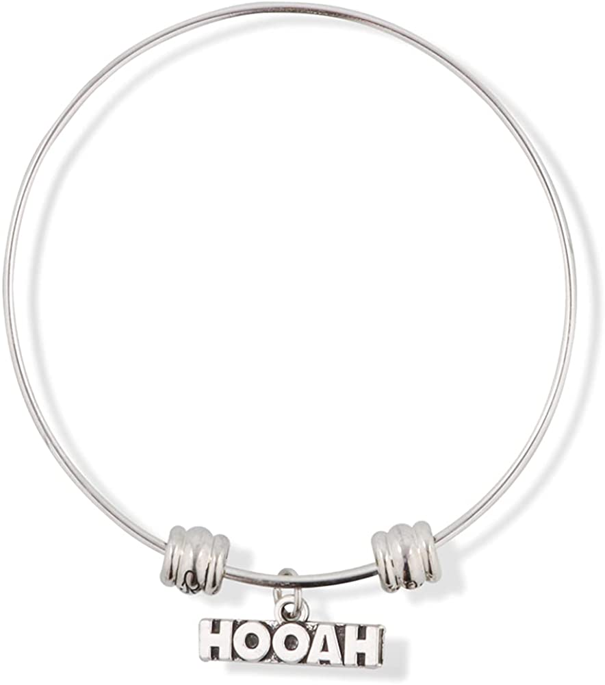 Hooah Text Fancy Charm Bangle