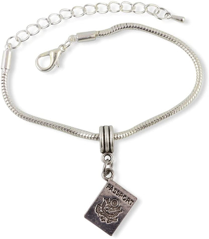 Passport Snake Chain Charm Bracelet