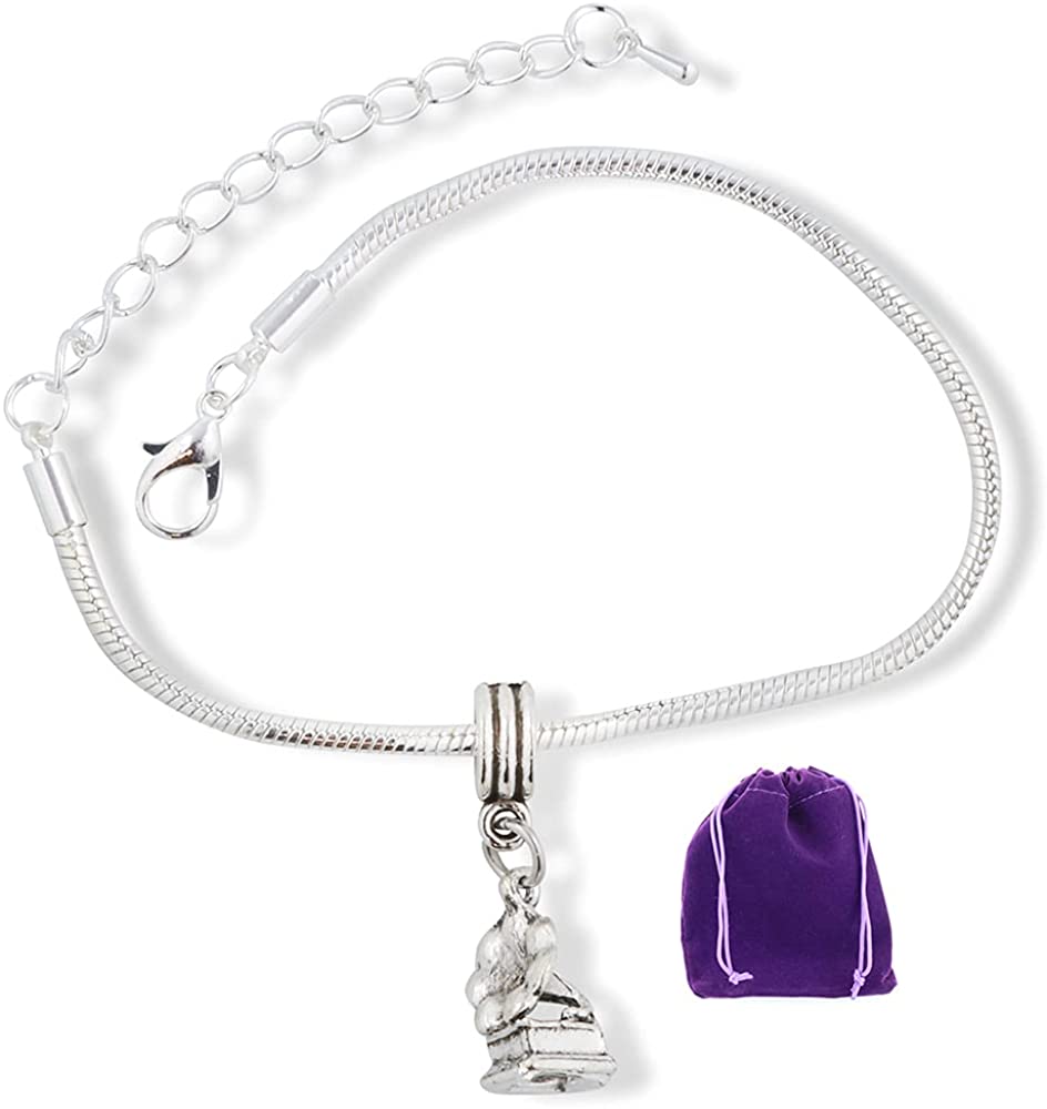 Grammaphone Record Player Grammy Snake Chain Charm Bracelet