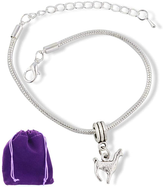 Llama Bracelet | Silver Plated Snake Chain Charm Bracelet Great Llama Charms for Bracelets and Alpaca Jewelry Gift for Women and Perfect Llama Jewelry Gifts for Llama Lovers
