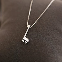 EPJ Giraffe with Straight Legs and Neck Round Head Silver on Silver Chain Necklace