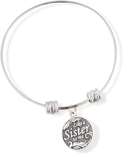 Emerald Park Jewelry Like a Sister to Me Fancy Charm Bangle