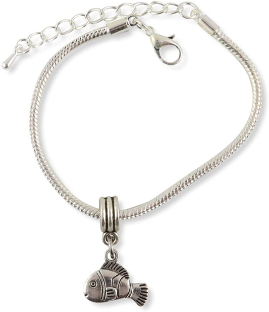 Emerald Park Jewelry Fish Bracelet | Parrot Fish Sea Life Stainless Steel Snake Chain Charm Bracelet