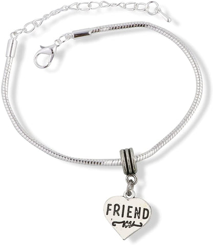 Emerald Park Jewelry Friend on a Heart Snake Chain Charm Bracelet