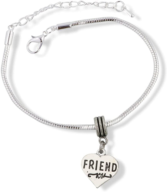 Emerald Park Jewelry Friend on a Heart Snake Chain Charm Bracelet