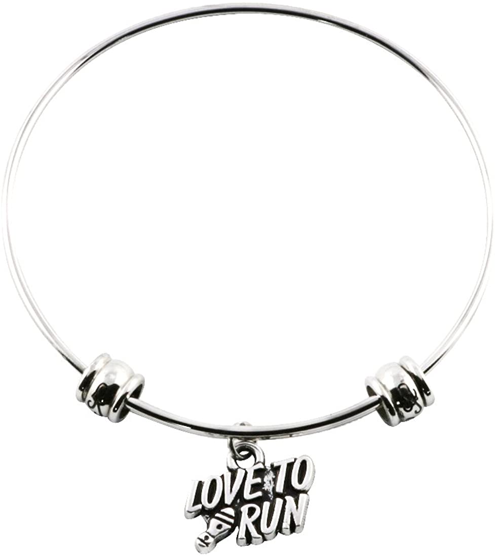 Love Run Charm Bangle Bracelet