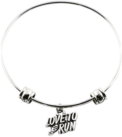 Love Run Charm Bangle Bracelet