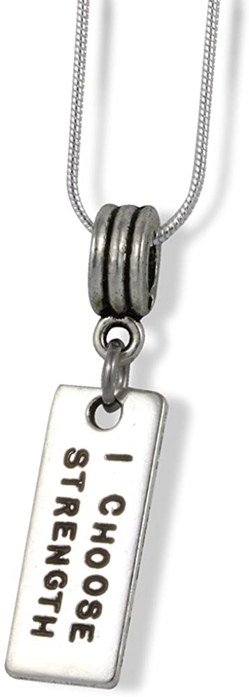 I Choose Strength Charm Snake Chain Necklace
