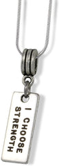 I Choose Strength Charm Snake Chain Necklace