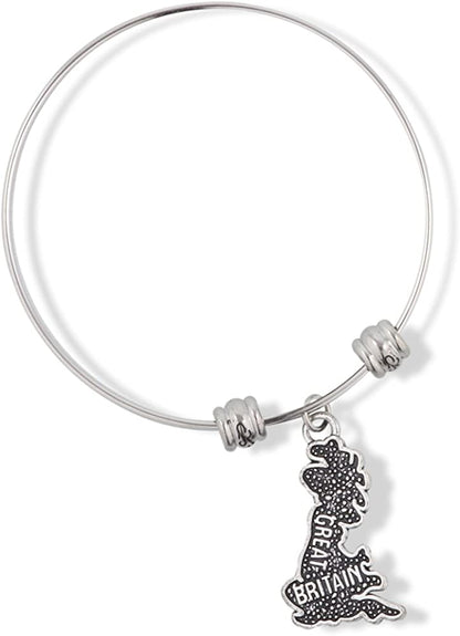Great Britain England Country Map Fancy Charm Bangle