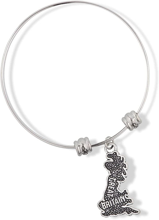Great Britain England Country Map Fancy Charm Bangle