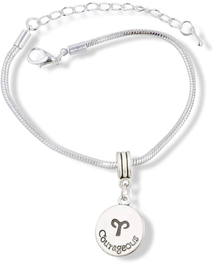 Emerald Park Jewelry Aries Astrology Sign Snake Chain Charm Bracelet