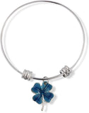 Four Leaf Clover Blue Tint Fancy Charm Bangle