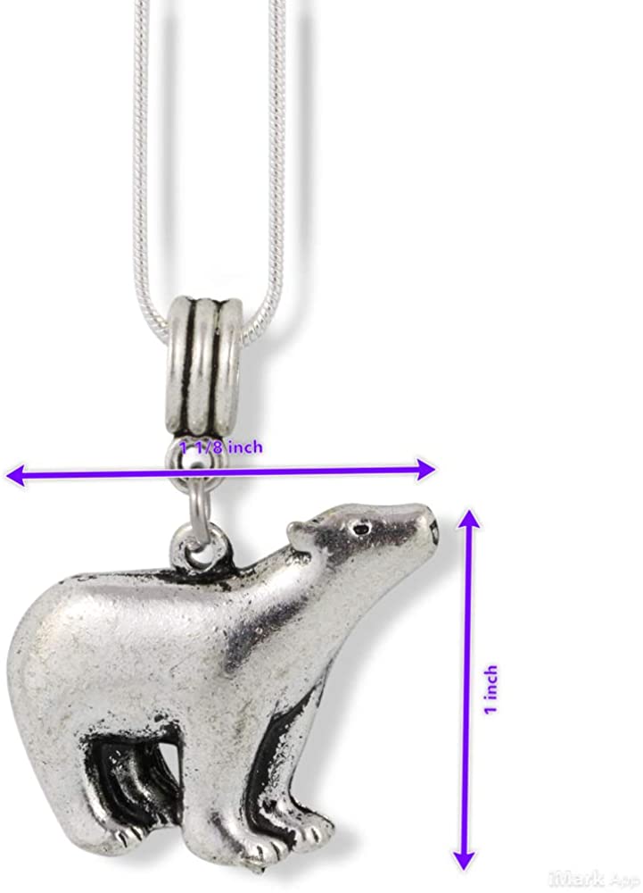 Polar Bear Jewelry for Women | Polar Bear Necklace for Women on a 22 inch Stainless Steel Snake Chain a Great Polar Bear Chain Bear Pendants and Polar Bear Gifts for Women or Men with Great Silver Bear