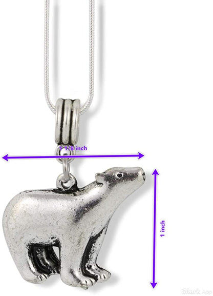 Polar Bear Jewelry for Women | Polar Bear Necklace for Women on a 22 inch Stainless Steel Snake Chain a Great Polar Bear Chain Bear Pendants and Polar Bear Gifts for Women or Men with Great Silver Bear