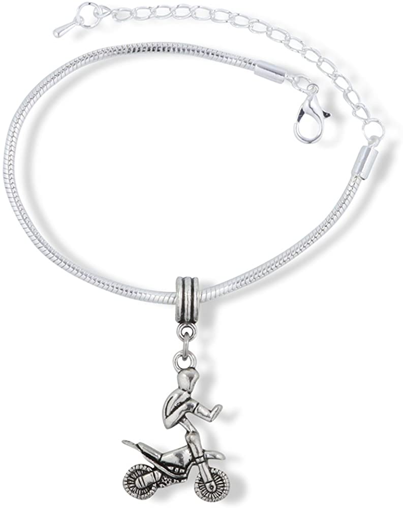 Motocross Stunt Trick over Handle Bars Snake Chain Charm Bracelet