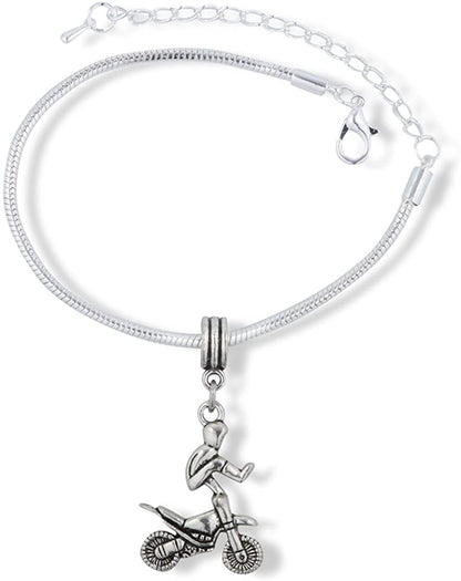 Motocross Stunt Trick over Handle Bars Snake Chain Charm Bracelet