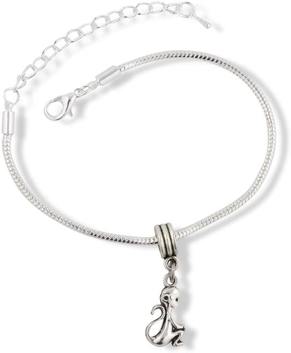 Emerald Park Jewelry Monkey Bracelet | Stainless Steel Snake Chain Charm Bracelet