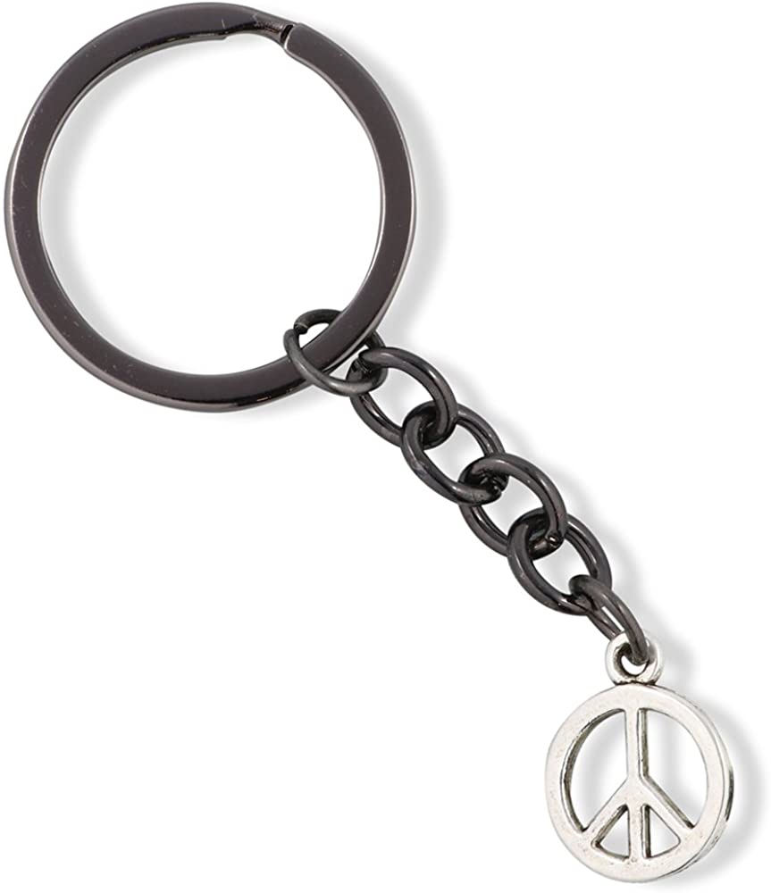 Peace Outline Charm Keychain