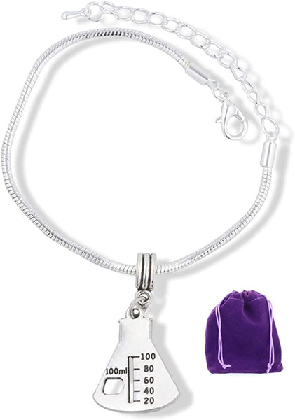 Chemistry Science Flask Bracelet | Measuring Snake Chain Charm Bracelet