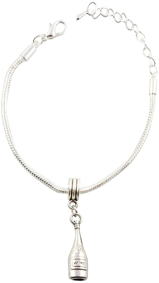 Emerald Park Jewelry Wine Bottle Snake Chain Charm Bracelet